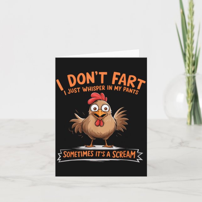 I Don't Fart I Whisper In My Pants - Funny Chicken Kort (Framsida)