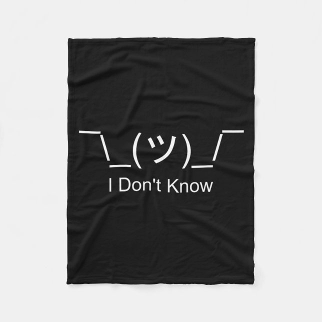 I Don't Know Shrug Humorous Ascii Emoticon  Fleecefilt (Framsidan)