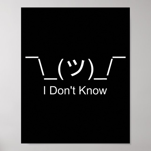 I Don't Know Shrug Humorous Ascii Emoticon  Poster (Framsidan)