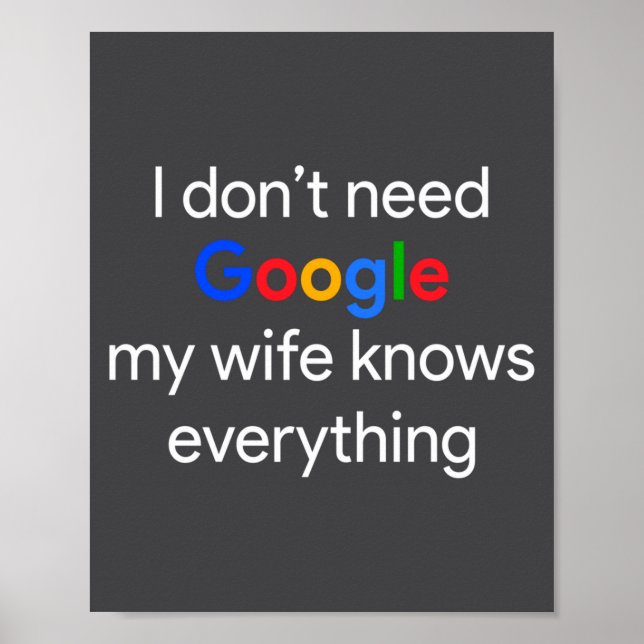 I Don't Need Google, My Wife Knows Everything Funn Poster (Framsidan)