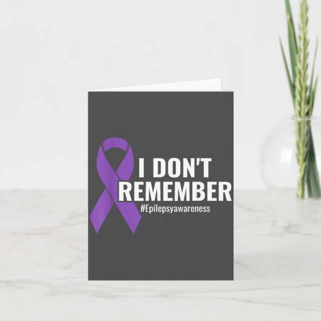 I Don't Remember Purple Ribbon Elepsy Awareness  Kort (Framsida)