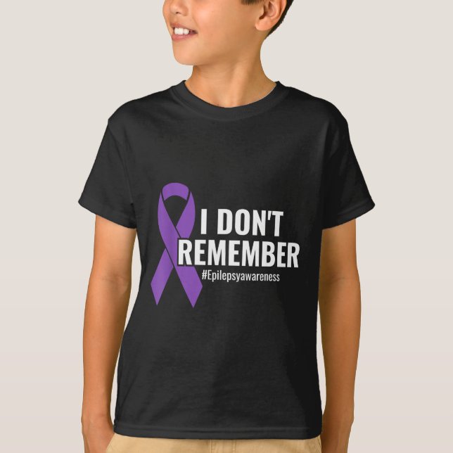 I Don't Remember Purple Ribbon Elepsy Awareness  T Shirt (Framsida)