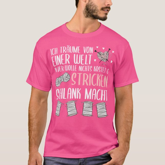 I Dream Of A World In Knitting Slim T Shirt (Framsida)