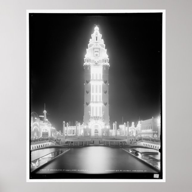 I Dreamland på natten, Coney Island, N.Y. c1905 Poster (Framsidan)