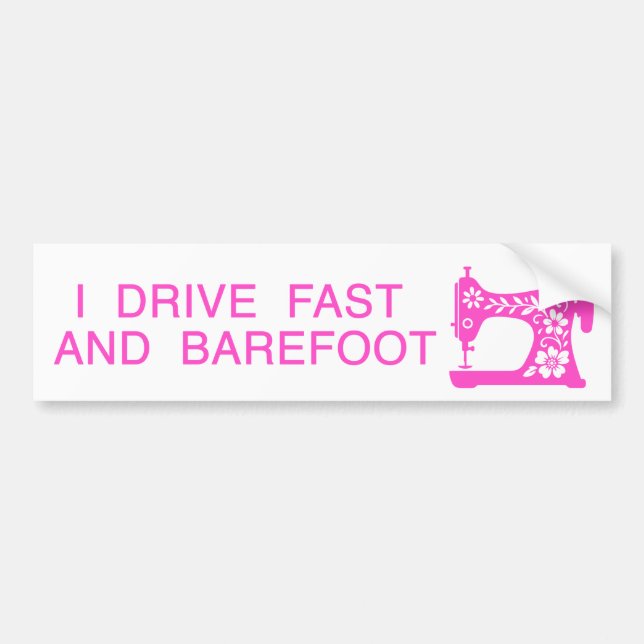 I drive fast and barefoot pink bildekal (Framsidan)