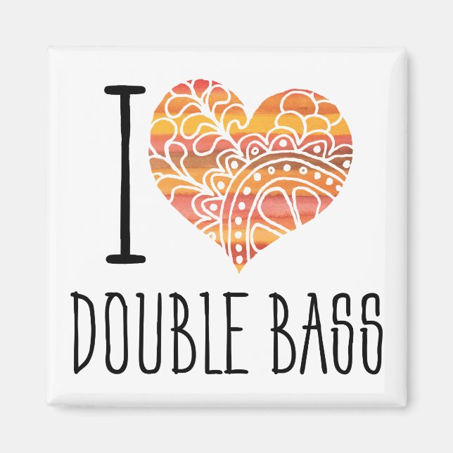 I Dubbla Bass Orange Mandala Heart Magnet (Framsidan)