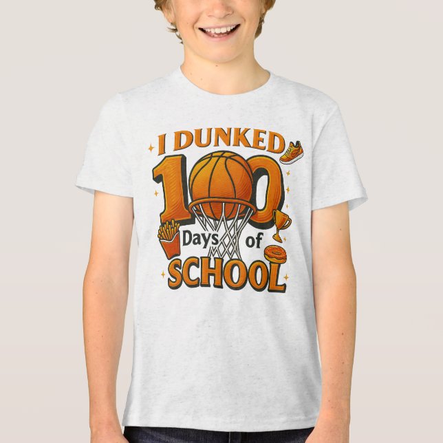 I Dunked 100 Days Of School Basketball Student T Shirt (Framsida)