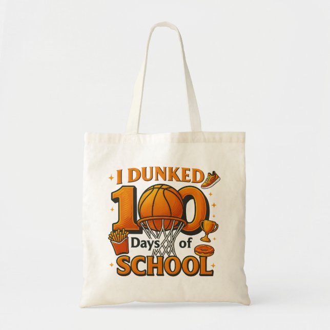 I Dunked 100 Days Of School Basketball Student Tygkasse (Framsidan)