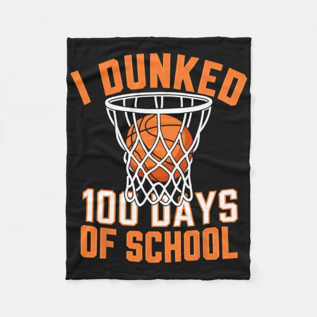 I Dunked 100 Days Of School Sketll 100th Day Boys  Fleecefilt (Framsidan)