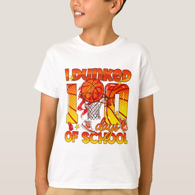I Dunked 100 Days Of School Sports School Mileston T Shirt (Framsida)