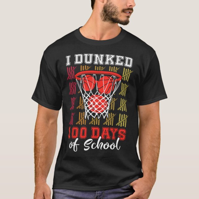 I Dunked 100 Days Sketll 100th Day School Boys Kid T Shirt (Framsida)