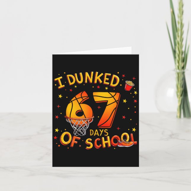 I Dunked 67 Days Of School Basketball Boys Kids  Kort (Framsida)
