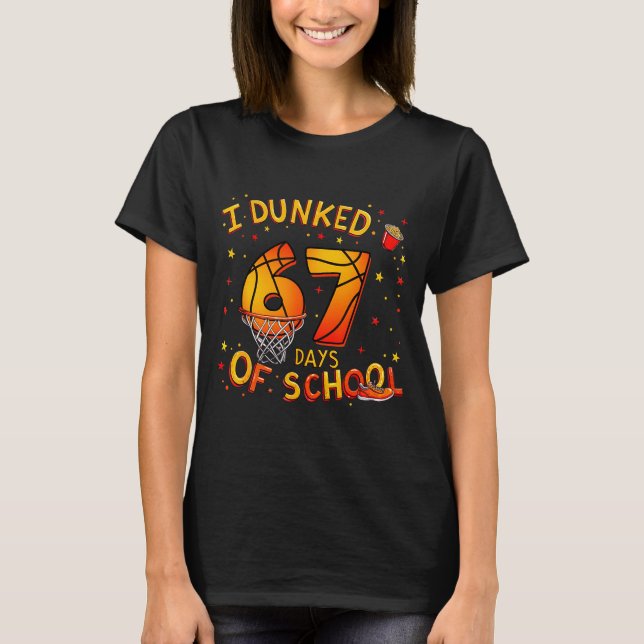 I Dunked 67 Days Of School Basketball Boys Kids  T Shirt (Framsida)
