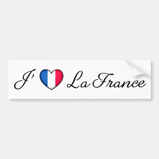 "I eart Frankrike" Fransk Pride "J'adore La Frankr Bildekal (Framsidan)