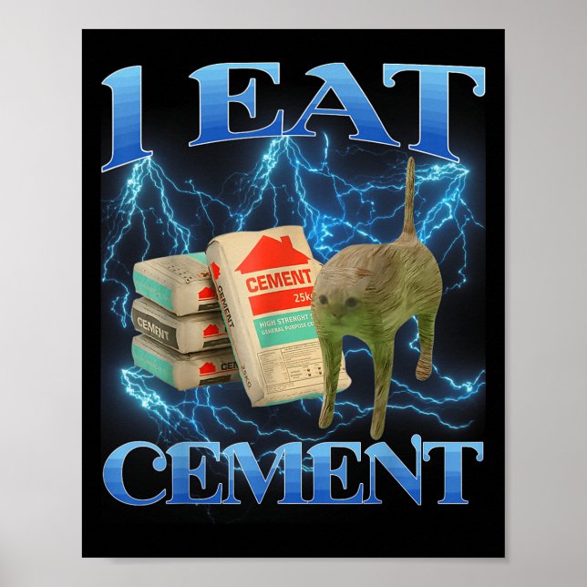I Eat Cement Funny Cat Meme Internet Memes Funny M Poster (Framsidan)