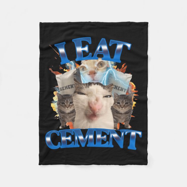 I Eat Cement Funny Cat Meme Men Women Kids Humor  Fleecefilt (Framsidan)