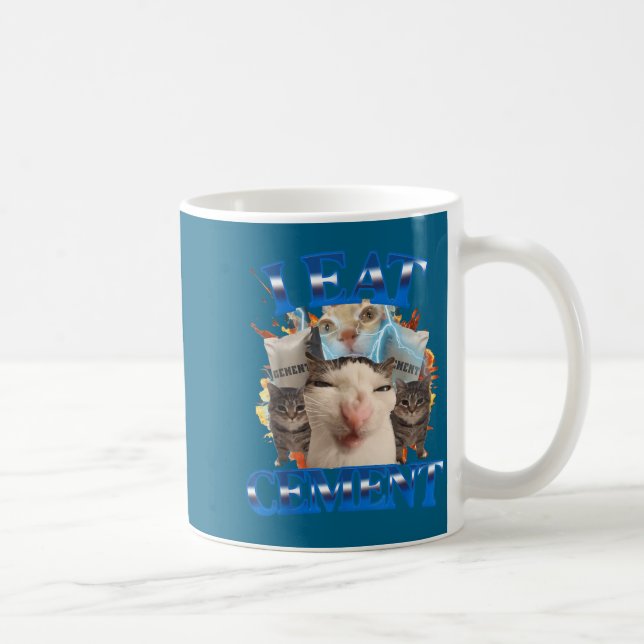 I Eat Cement Funny Cat Meme Men Women Kids Humor  Kaffemugg (Höger)