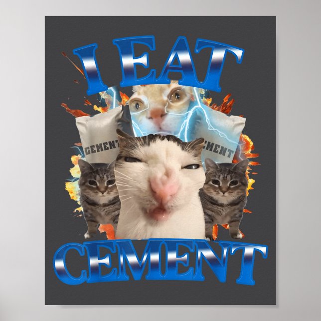 I Eat Cement Funny Cat Meme Men Women Kids Humor  Poster (Framsidan)