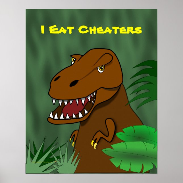 I Eat Cheaters T Rex Dinosaur School Classroom Poster (Framsidan)