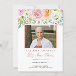 I Eleganten LovMemory Peach Ro Funeral Inbjudningar
