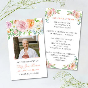 I Eleganten LovMemory Peach Ro Funeral Visitkort