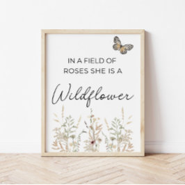I en äng av rosor Boho Wildflower Girl Nursery Poster