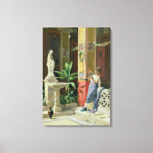 I en borggård i Pompeii 1878 Canvastryck