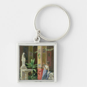 I en borggård i Pompeii 1878 Fyrkantig Silverfärgad Nyckelring