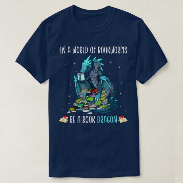 I en Fullt av bokmaskar är en draktebron i Bok T Shirt (Design framsida)