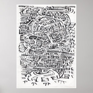 I en Mellan-plats, tuschritning Poster