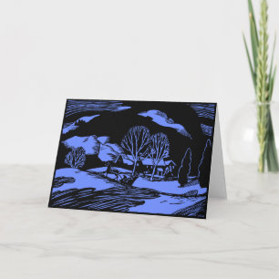 I en öppen singelhäst på natten helgkort