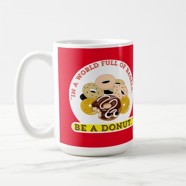 I EN ORD AV BAGELERNA BLIR EN DONUT KAFFEMUGG (Vänster)