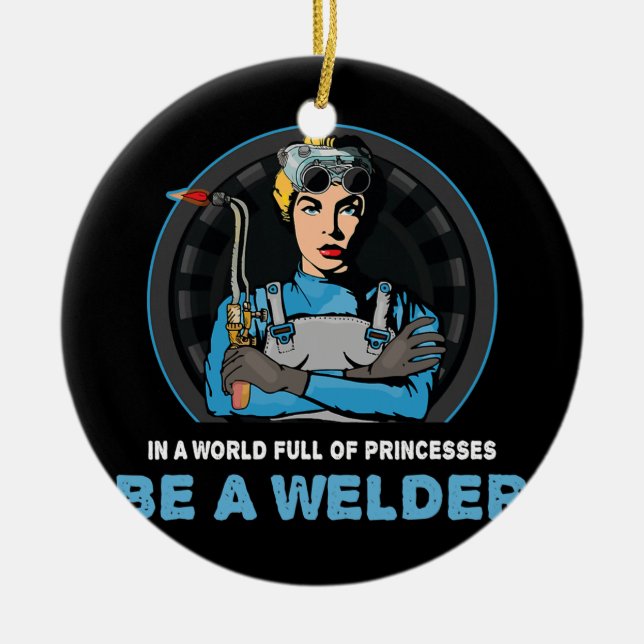 I en värld av Fullt är det en svetsning Julgransprydnad Keramik (Framsidan)