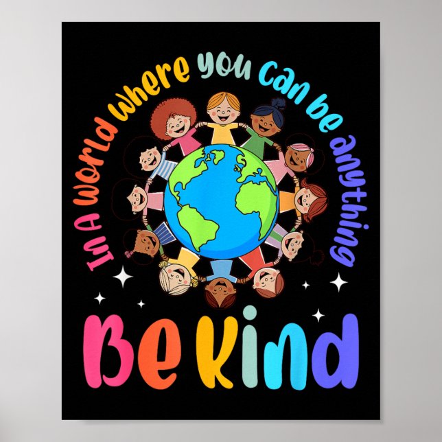 I En Värld Var Snäll Positiva Barn Väljer Vänlighe Poster (Framsidan)