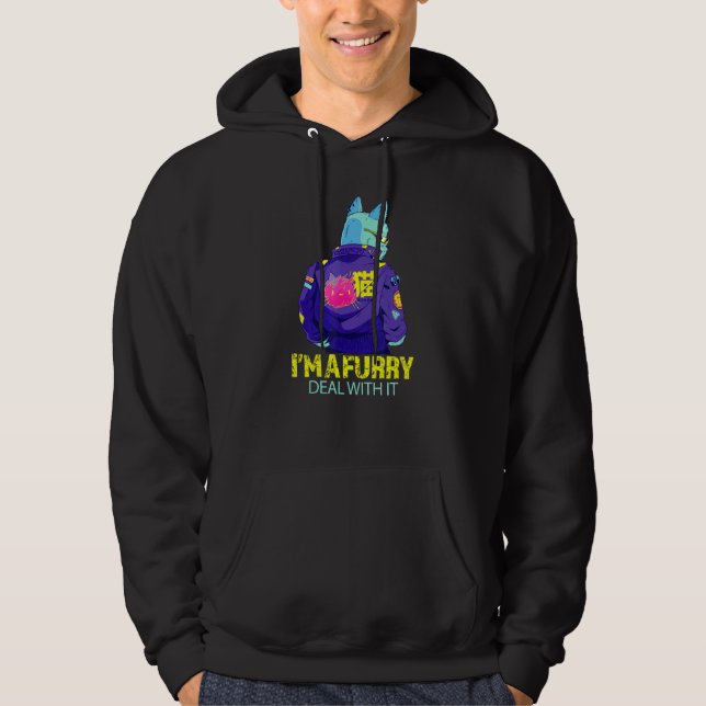 I ett Hårig handlar det med Fursona Antropomorf Ca Hoodie (Framsida)