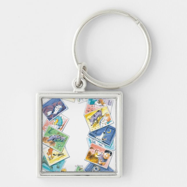 I ett Hund liv Fyrkantig Silverfärgad Nyckelring (Framsidan)