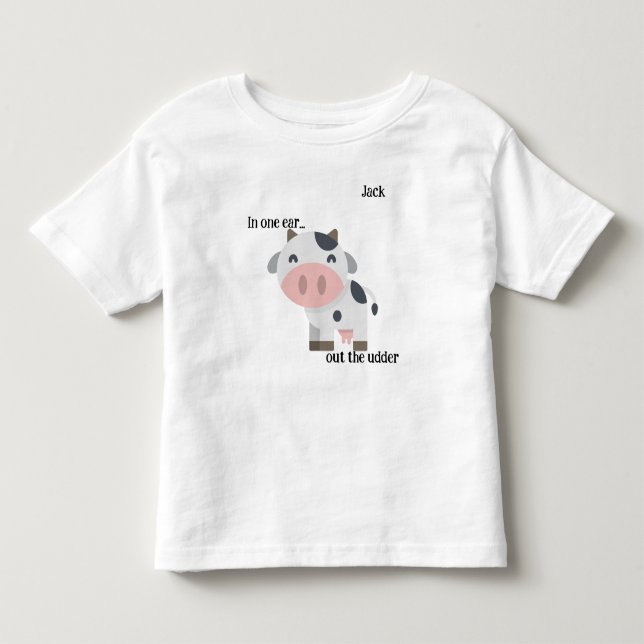 "I ett öra.." Cow Pun-Anpassade T Shirt (Framsida)
