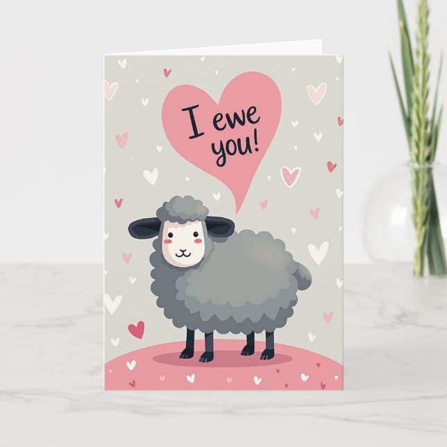 I Ewe You Funny Sheep Love Card Kort (Framsida)