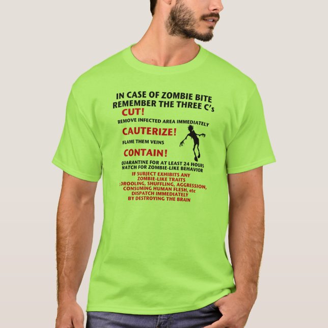 "I FALL ATT AV ZOMBIEBITA" T-tröja T-shirt (Framsida)