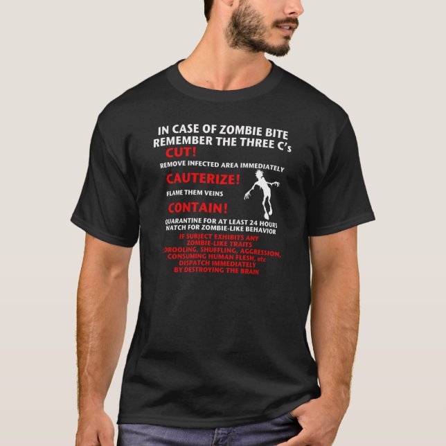 "I FALL ATT AV ZOMBIEBITA" T-tröja Tee Shirt (Framsida)