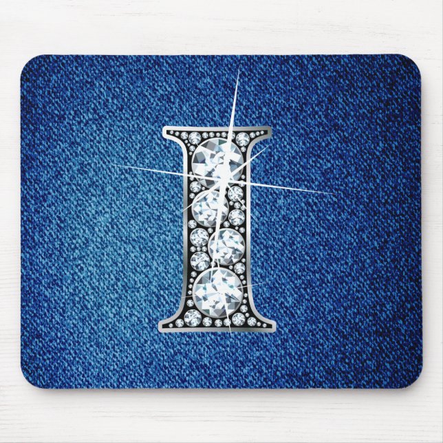 I Faux-"Diamond Bling" på Denim Mousepad Musmatta (Framsidan)