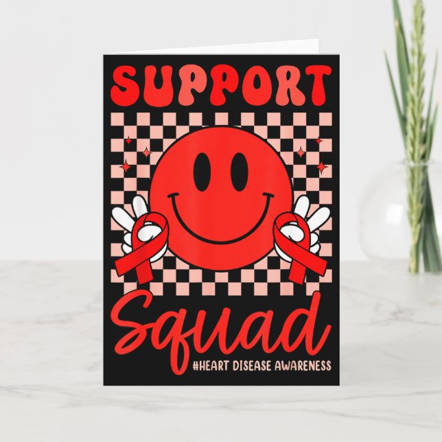 I Februari Bär Vi Rött Chd Medvetenhet Hjärt Sjukd Kort (Framsida)