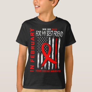 I februari bär vi rött för bästa vän hjärtsjukdom t shirt