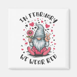 I februari bär vi rött för hjärt-hälsomedvetenhet magnet