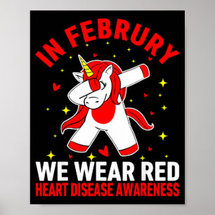 I februari bär vi rött hjärtsjukdom medvetenhet Un Poster