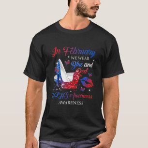 I februari Bära Blue Red Högklackars Shoes HLHS T Shirt