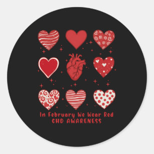 I februari Bära Red Chd Awareness Heart Diseas Runt Klistermärke