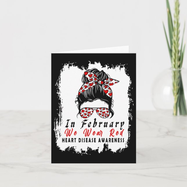 I februari Bära Red Messy Bun Heart Disease Aw Kort (Framsida)