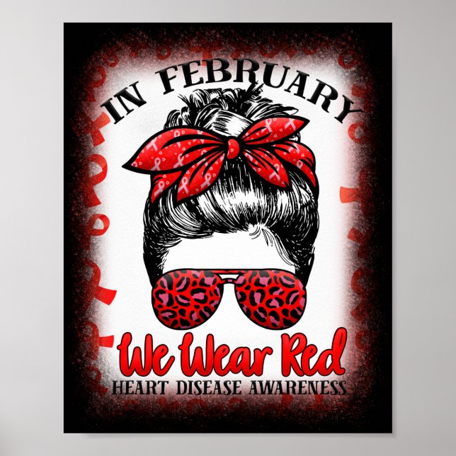 I februari Bära Red Messy Bun Heart Disease Poster (Framsidan)