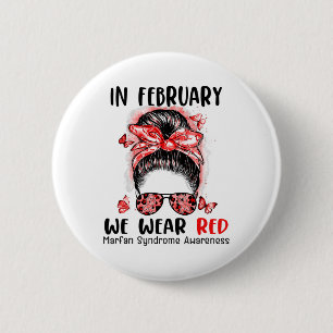 I februari Bära vi Red Messy Bun Marfan Syndrome Knapp